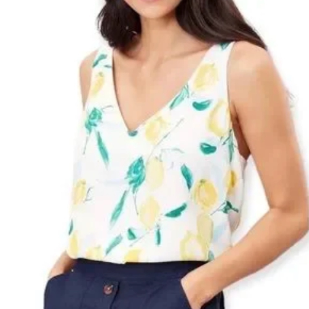 Joules Kyra Print Lemon Tree Camisole Blouse Size 14 Top Career Vacation